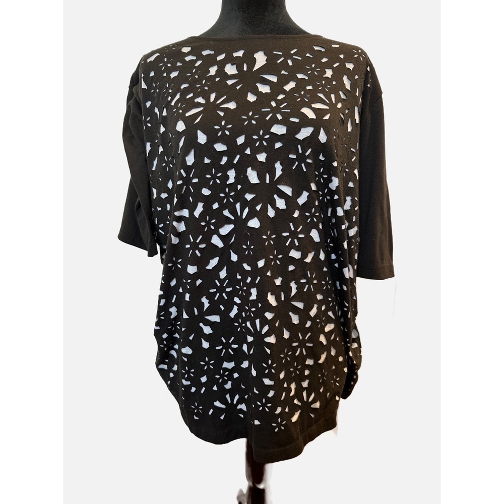 CATHERINES plus size,black shirt with cut out short sleeves shirt in size 3X